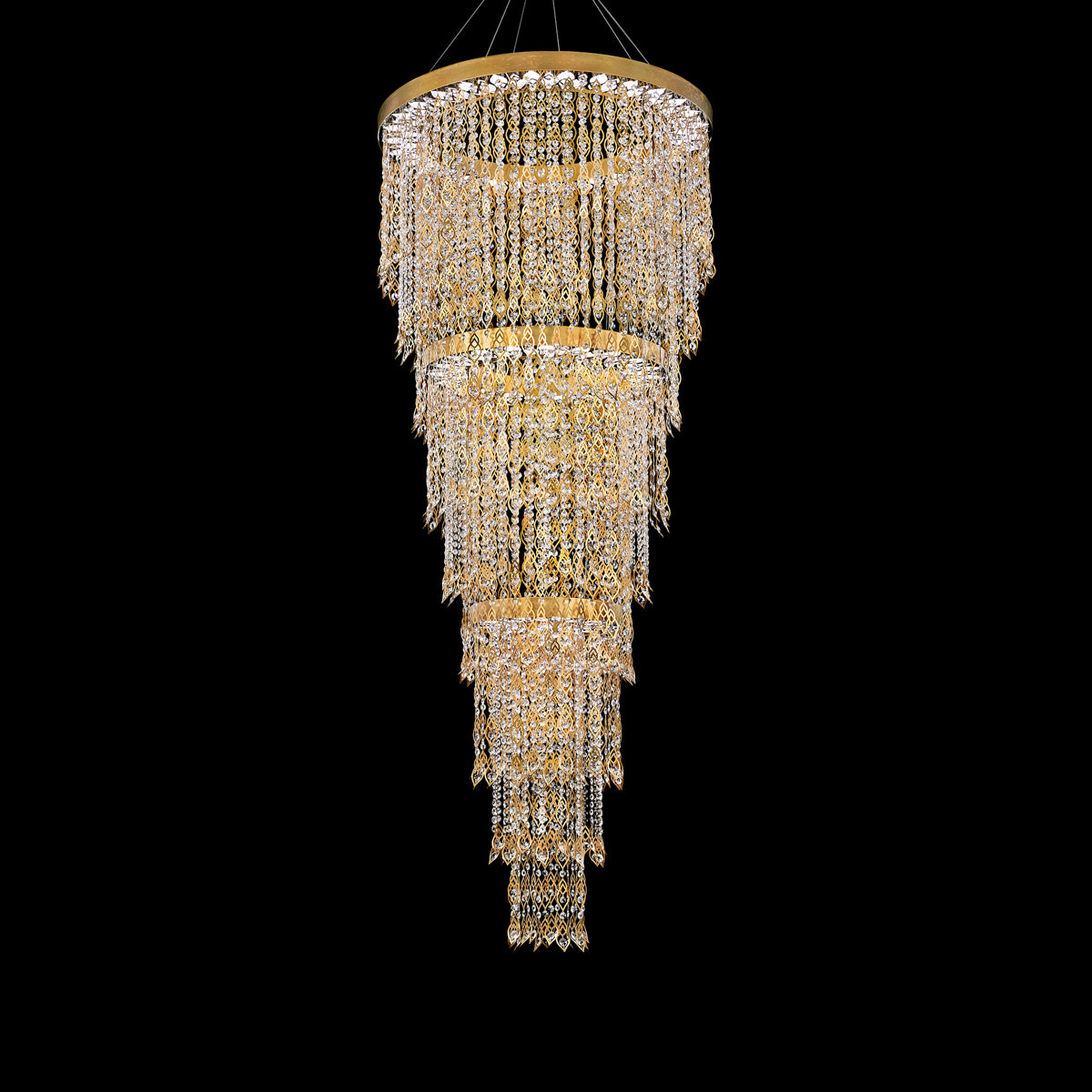 Feathered Gem Waterfall Crystal Semi-Flush Light