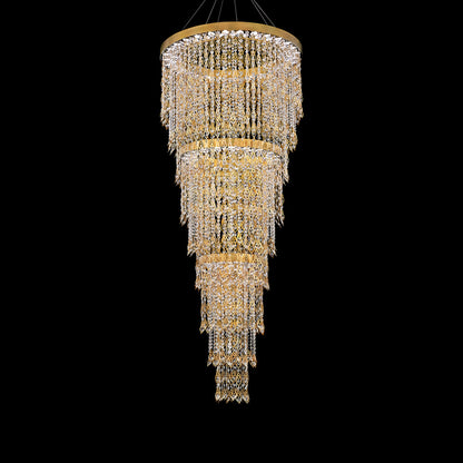 Feathered Gem Waterfall Crystal Semi-Flush Light