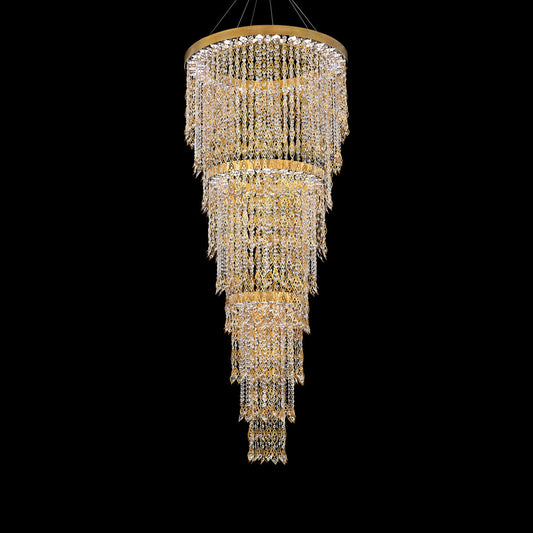 Feathered Gem Waterfall Crystal Semi-Flush Light