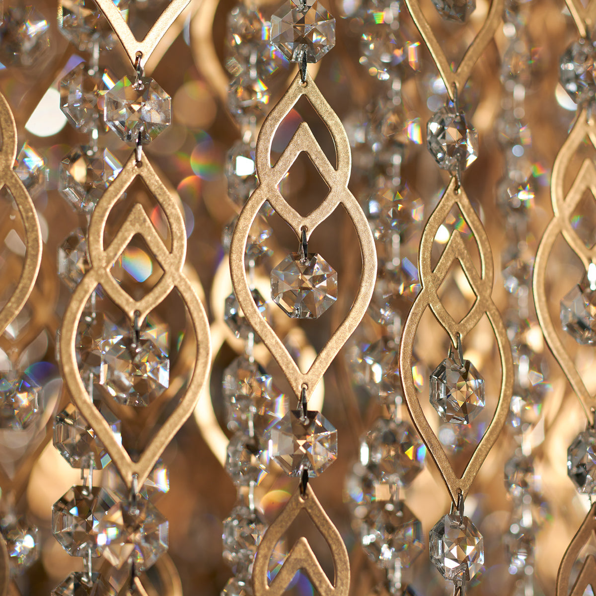 Feathered Gem Waterfall Crystal Semi-Flush Light