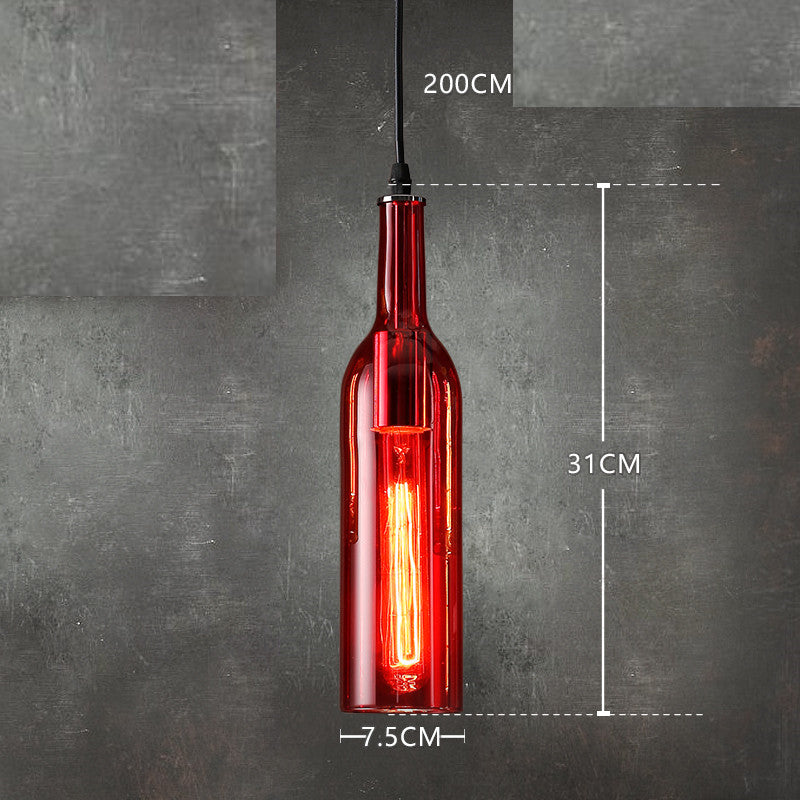 Five-Light Coloured Glass Wine Bottle Pendant / Sky blue