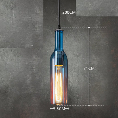 Five-Light Coloured Glass Wine Bottle Pendant