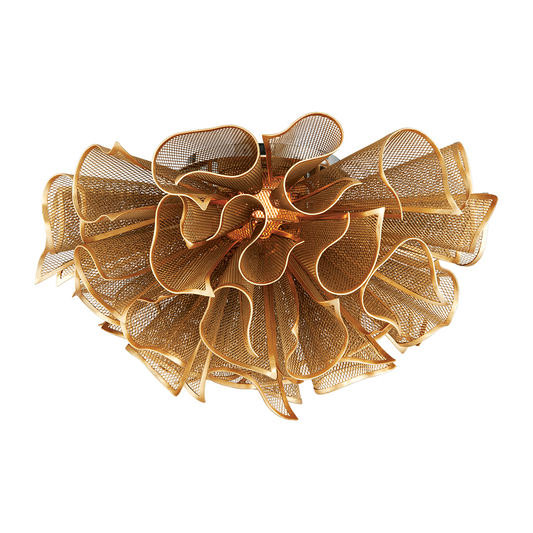 Five-Light Gold Leaf Semi-Flush Ceiling Light