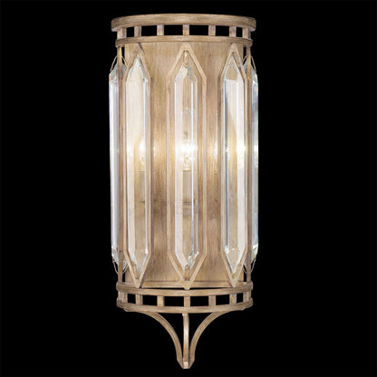 Floating Bevel Crystal Antique Gold Wall Sconce