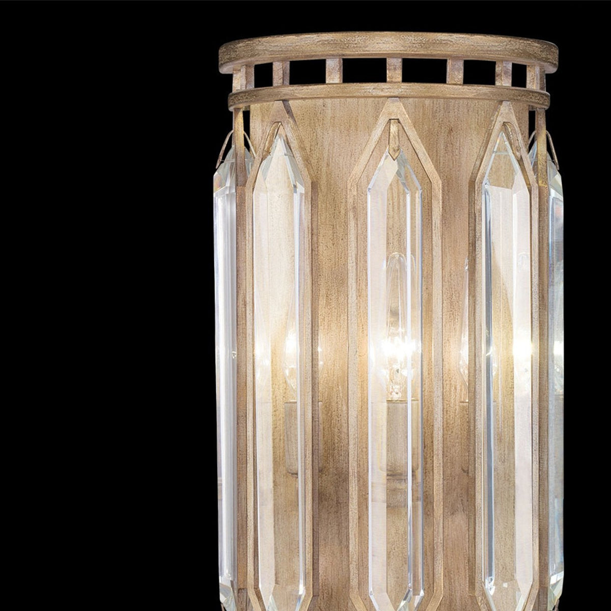 Floating Bevel Crystal Antique Gold Wall Sconce