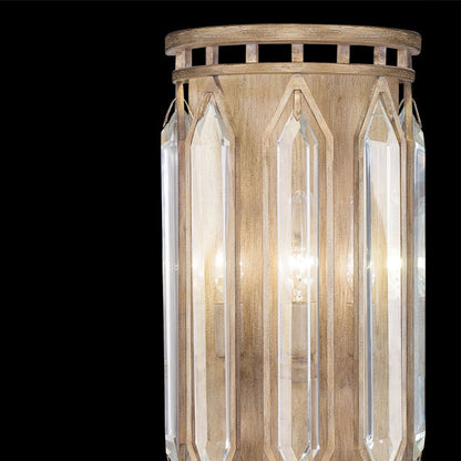 Floating Bevel Crystal Antique Gold Wall Sconce
