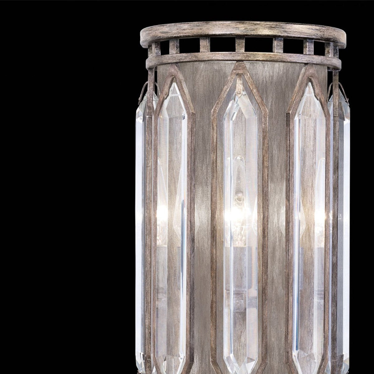 Floating Bevel Crystal Antique Gold Wall Sconce
