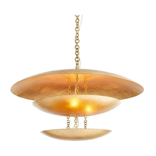 Floating Disc Gold Leaf Tiered Chandelier