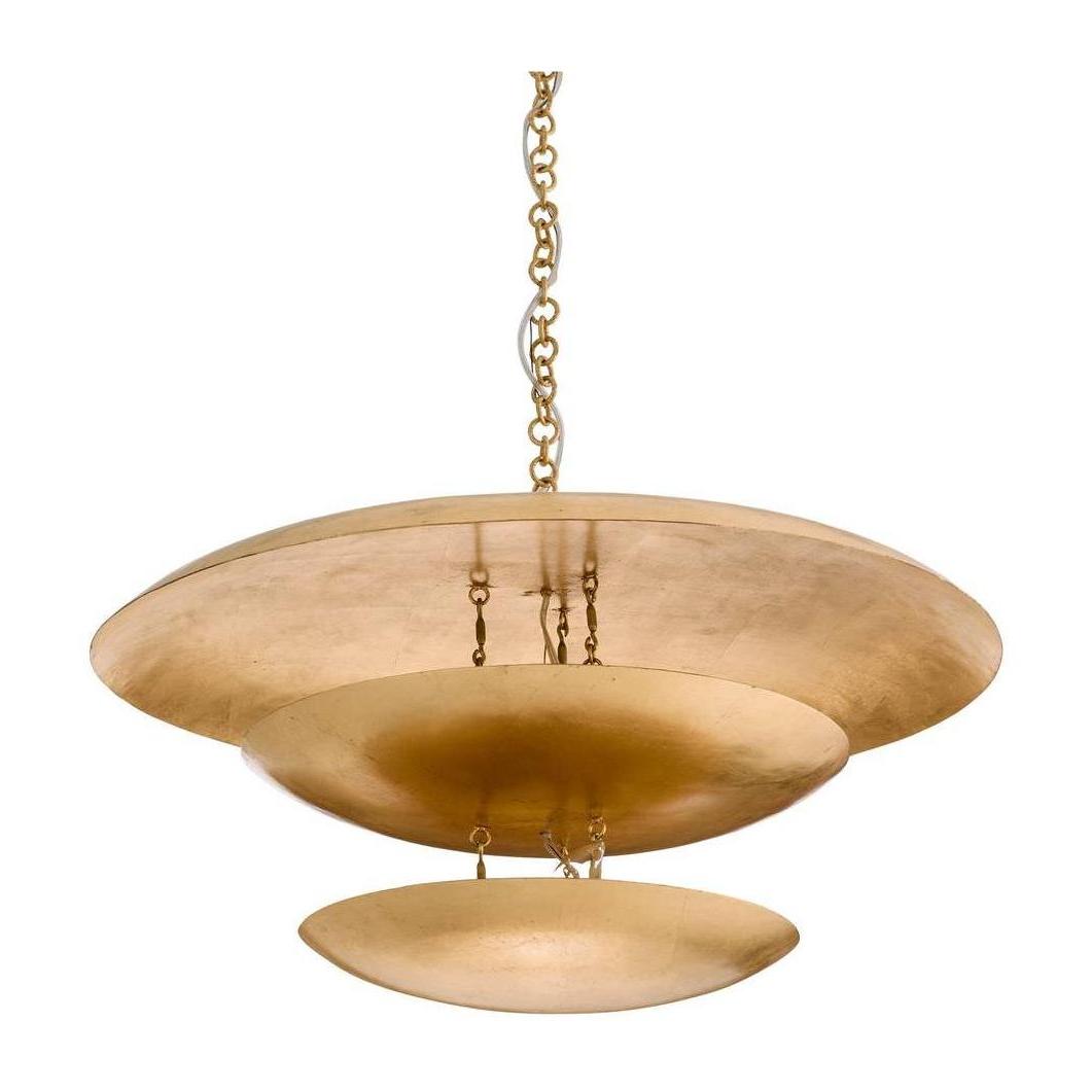 Floating Disc Gold Leaf Tiered Chandelier