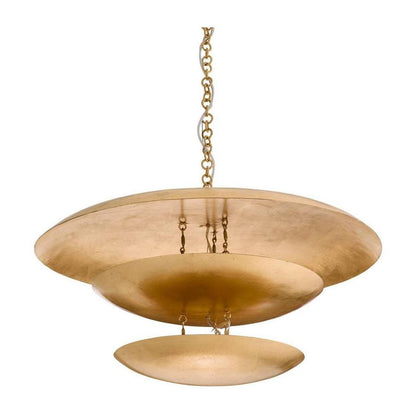 Floating Disc Gold Leaf Tiered Chandelier