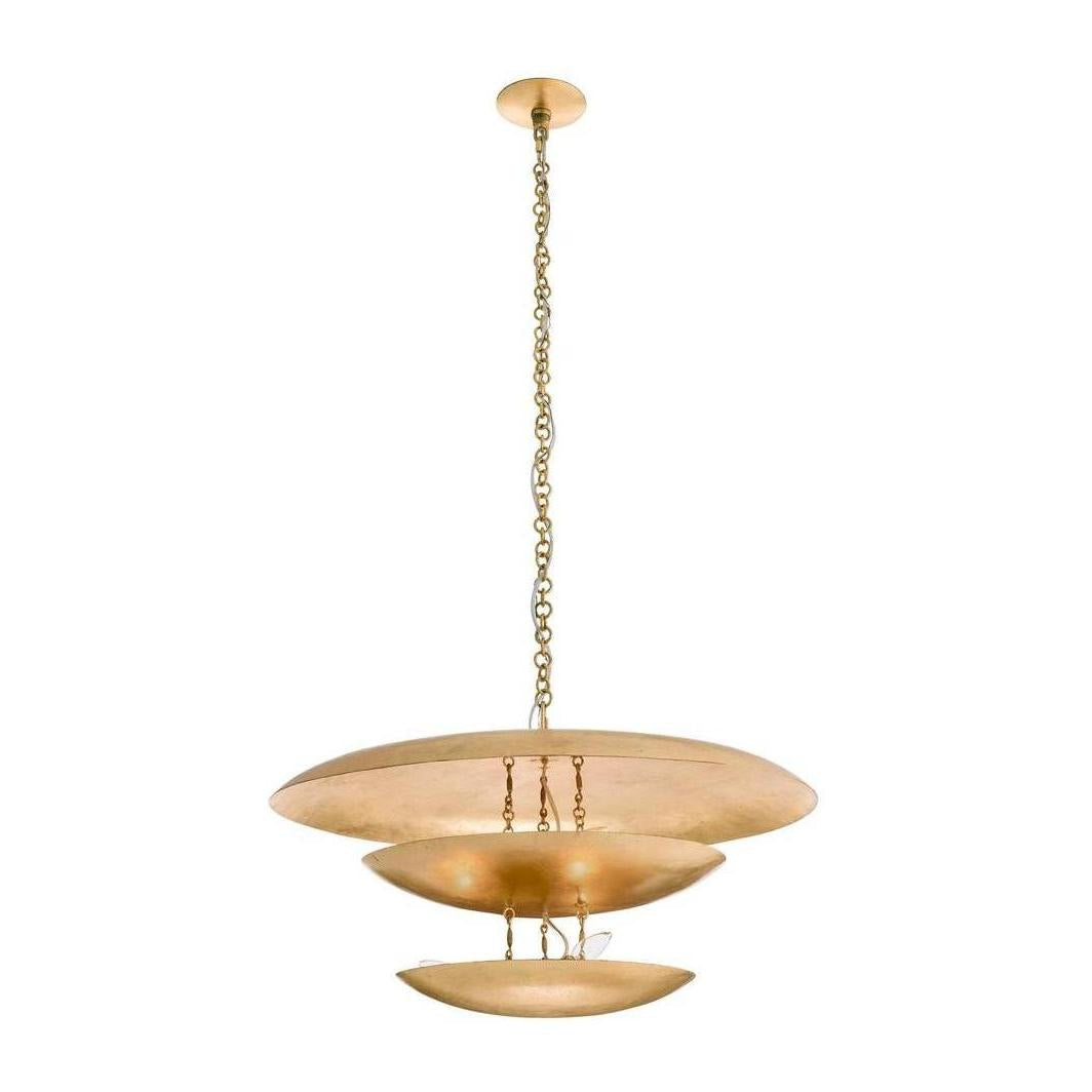 Floating Disc Gold Leaf Tiered Chandelier