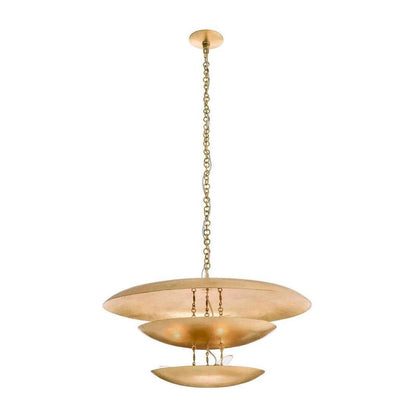 Floating Disc Gold Leaf Tiered Chandelier