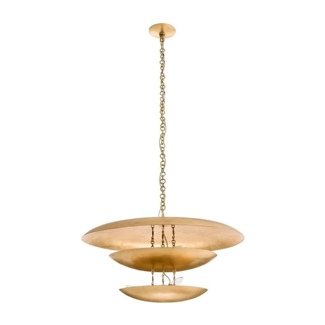 Floating Disc Gold Leaf Tiered Chandelier