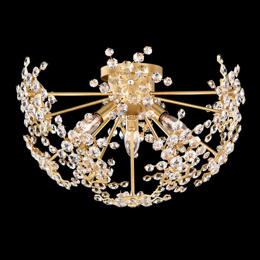 Floret Radiance Crystal Heirloom Gold Semi-Flush Light