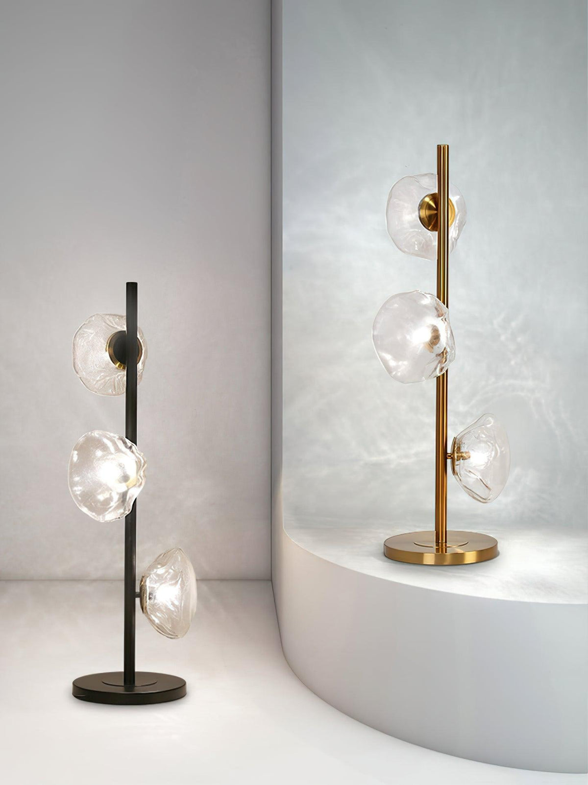 Flowing Shade Gold Black Table Lamp