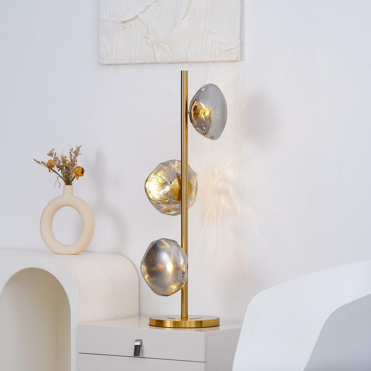 Flowing Shade Gold Black Table Lamp