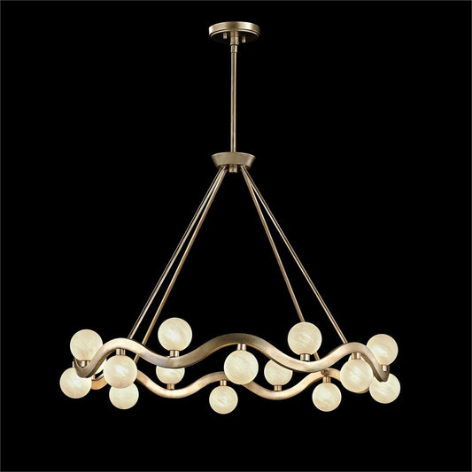 Flowing Steel Frosted Globe Champagne Silver Chandelier
