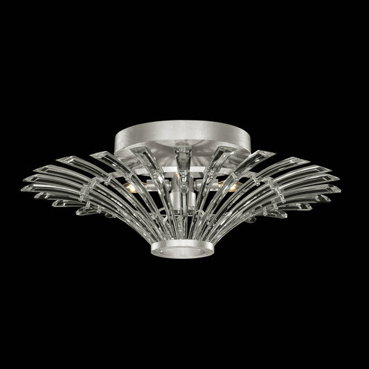 Fluid Carved Crystal Leaf-Finish Flush Mount
