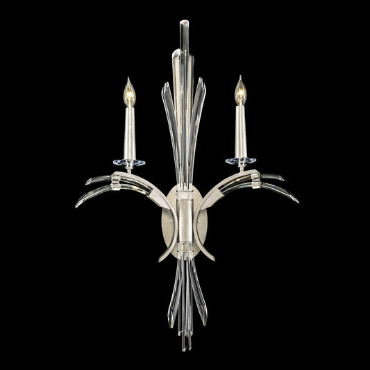 Fluid Carved Crystal Silver Gold Wall Sconce