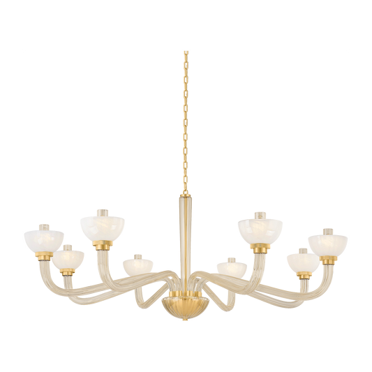Fluted Champagne Glass Aged Brass Chandelier