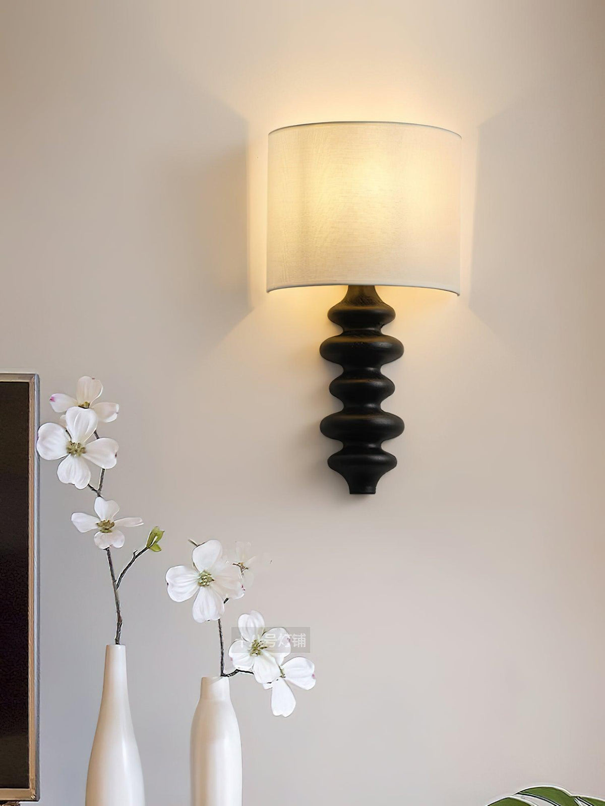 Fluted Wood Linen Plug-In Wall Sconce