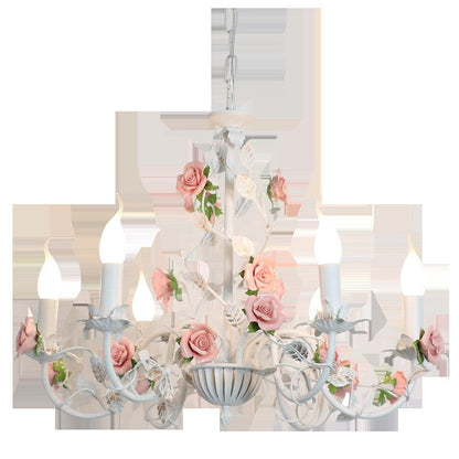French Floral Wrought Iron Princess Chandelier