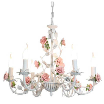 French Floral Wrought Iron Princess Chandelier