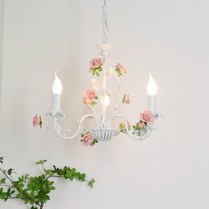 French Floral Wrought Iron Princess Chandelier