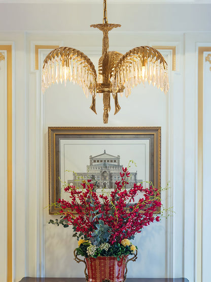 Frondara Brass Clear Crystal Chandelier