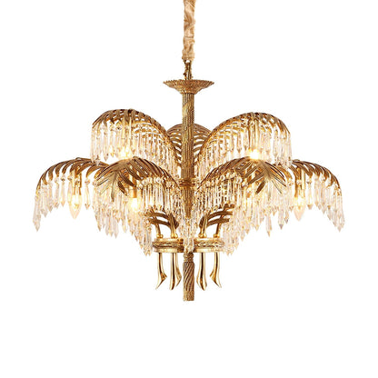 Frondara Brass Clear Crystal Chandelier