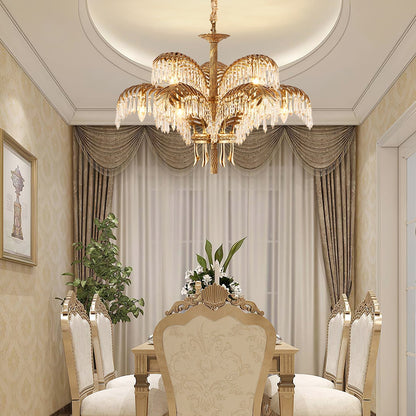 Frondara Brass Clear Crystal Chandelier