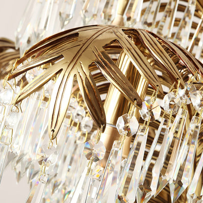 Frondara Brass Clear Crystal Chandelier