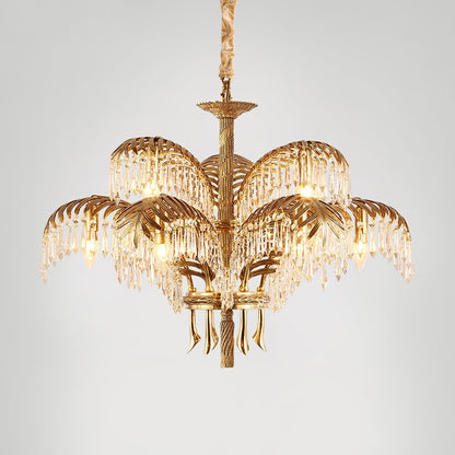 Frondara Brass Clear Crystal Chandelier