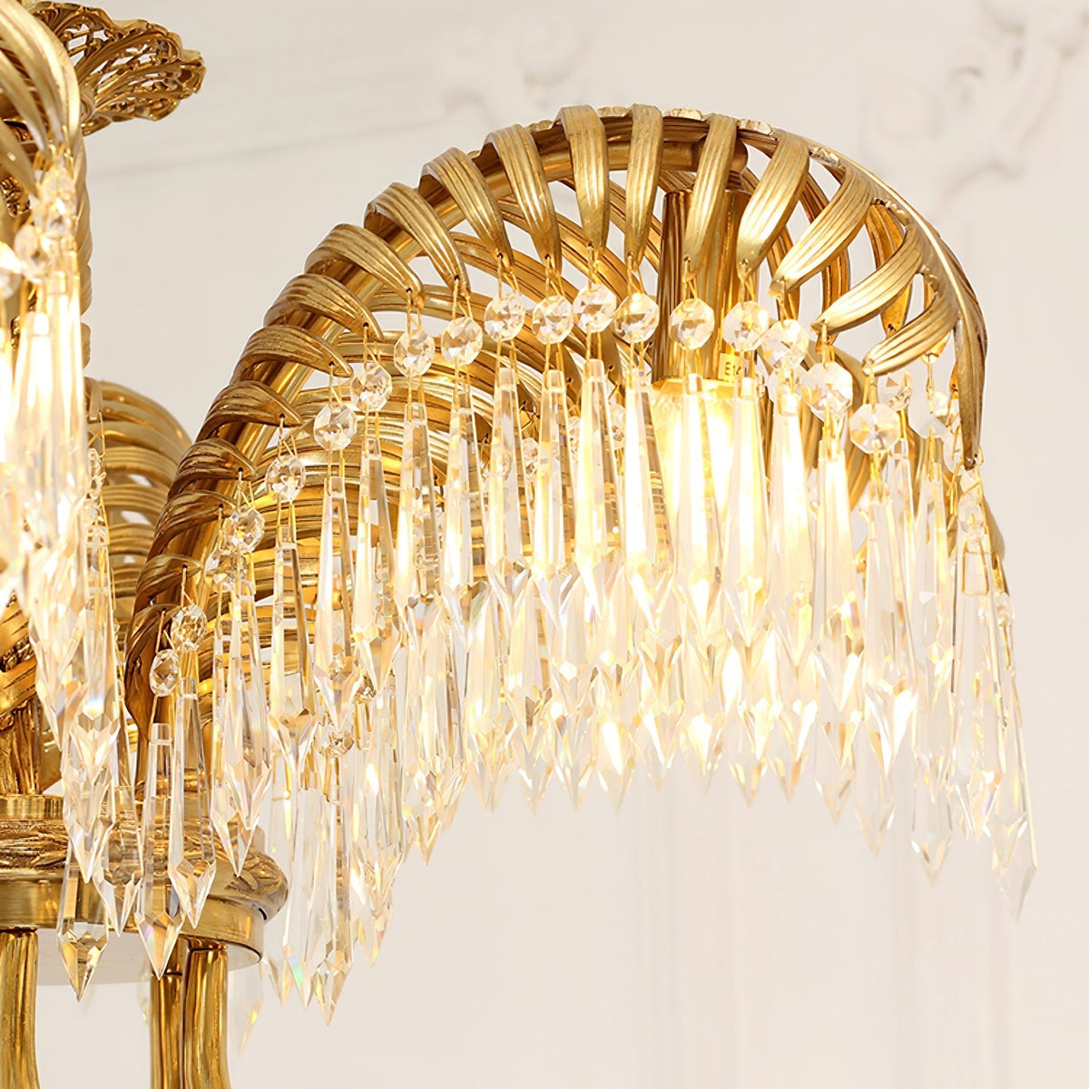 Frondara Brass Clear Crystal Chandelier