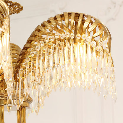 Frondara Brass Clear Crystal Chandelier
