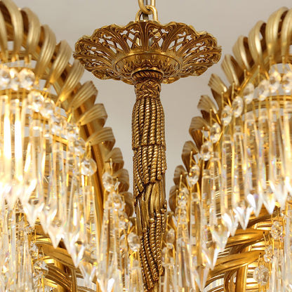 Frondara Brass Clear Crystal Chandelier