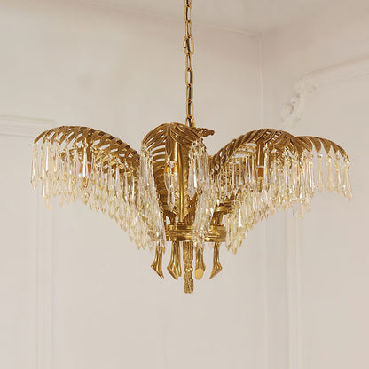 Frondara Brass Clear Crystal Chandelier