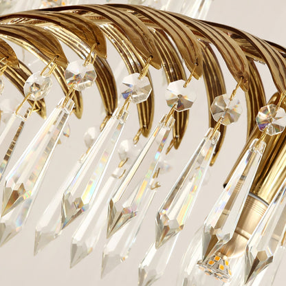 Frondara Brass Clear Crystal Chandelier
