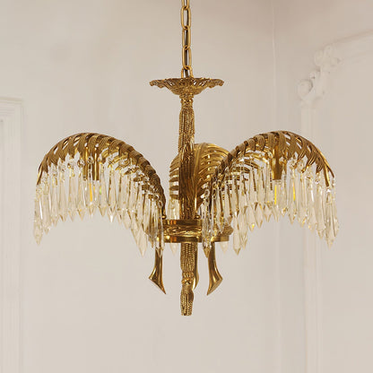 Frondara Brass Clear Crystal Chandelier