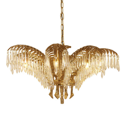 Frondara Brass Clear Crystal Chandelier