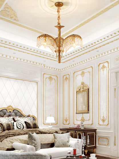 Frondara Brass Clear Crystal Chandelier