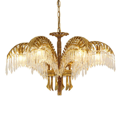 Frondara Brass Clear Crystal Chandelier