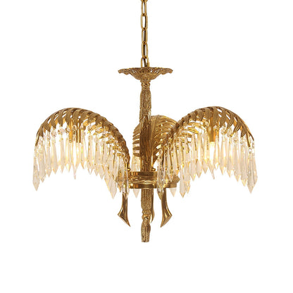 Frondara Brass Clear Crystal Chandelier