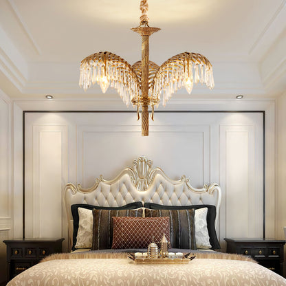 Frondara Brass Clear Crystal Chandelier
