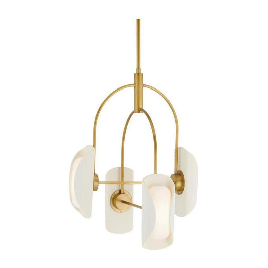 Frosted Opal Ivory Resin Brass Chandelier