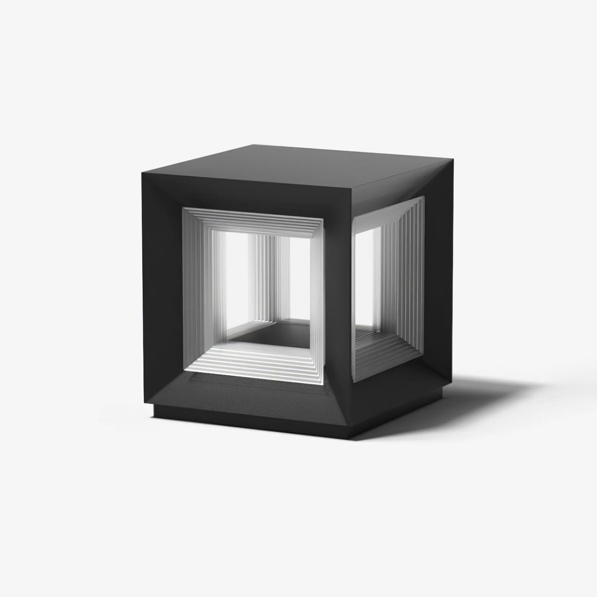 Frosted Plinth Black White Outdoor Post Light