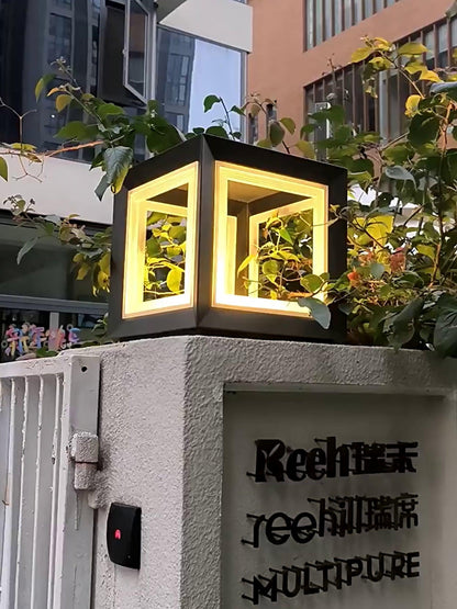 Frosted Plinth Black White Outdoor Post Light