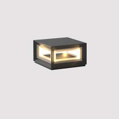 Frosted Plinth Black White Outdoor Post Light