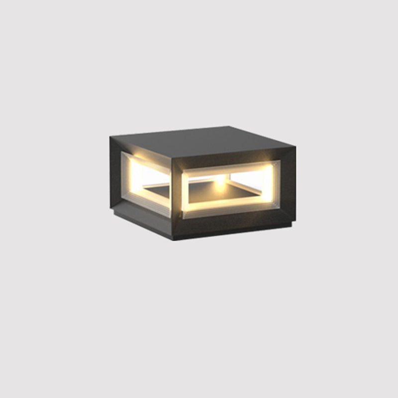 Frosted Plinth Black White Outdoor Post Light