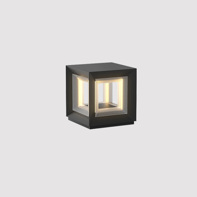 Frosted Plinth Black White Outdoor Post Light